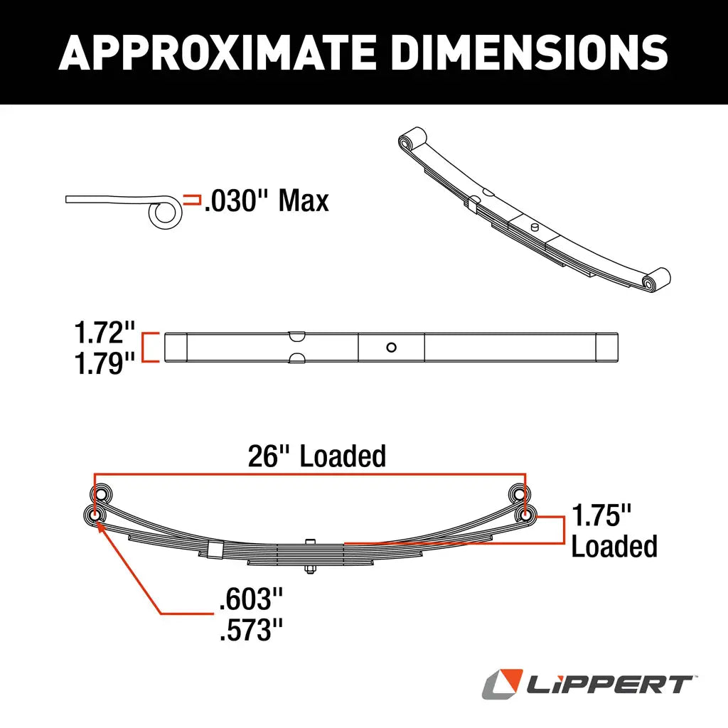 Trailer Double-Eye Leaf Spring, 1,750-lb. Spring Capacity, 4-Leaf