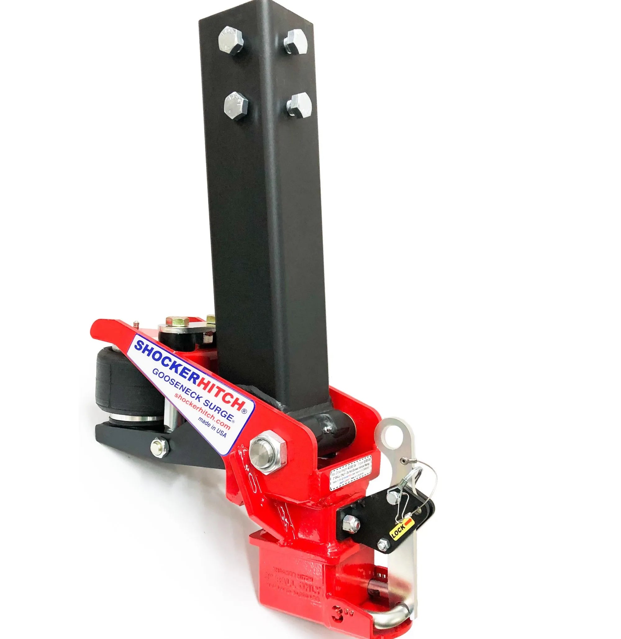 Shocker 40K Gooseneck Surge Air Hitch & Coupler for Diamond C Trailer for 3" Ball (Fits Telecoper Stem)
