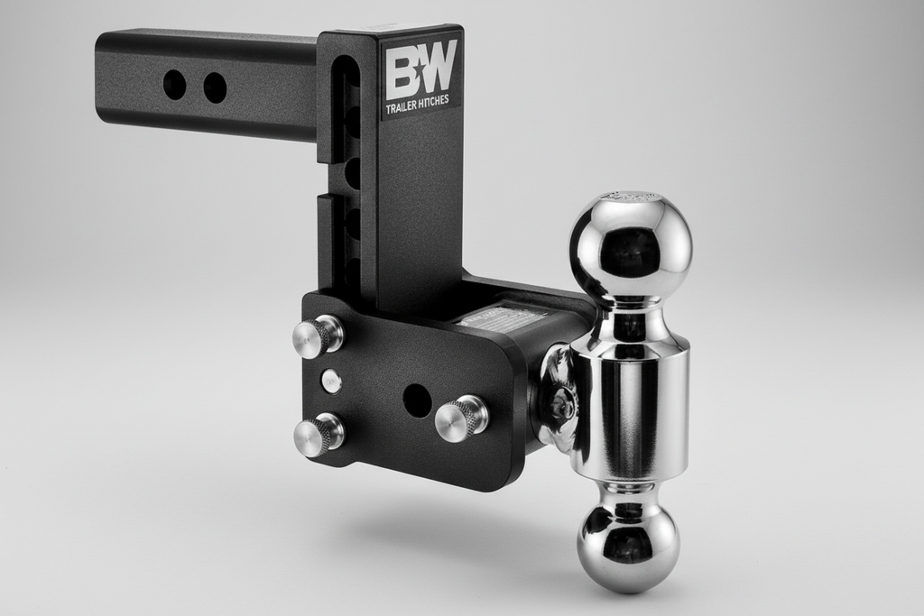 B&W Trailer Hitches Tow & Stow Adjustable Trailer Hitch Ball Mount - Fits 2" Receiver, Dual Ball (2" x 2-5/16"), 5" Drop, 10,000 GTW