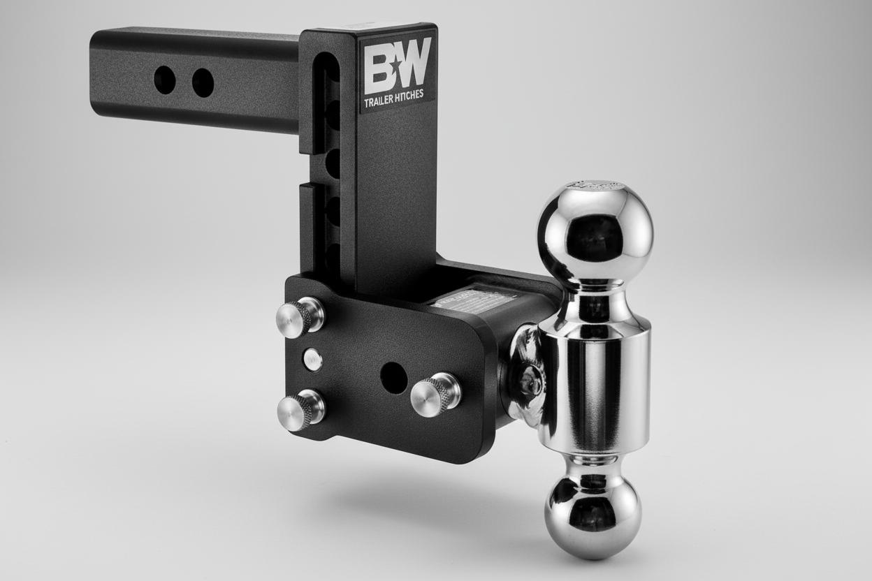 B&W Trailer Hitches Tow & Stow Adjustable Trailer Hitch Ball Mount - Fits 2" Receiver, Dual Ball (2" x 2-5/16"), 5" Drop, 10,000 GTW