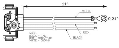 LIGHT PLUG, PIGTAIL - 3 WIRE, 90 DEGREE