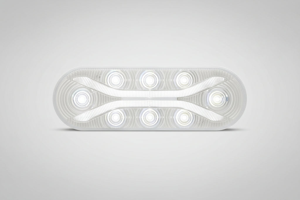 Light Guide LED Backup Light for Truck/Trailer - Submersible - 12 Diodes - Oval - Clear Lens