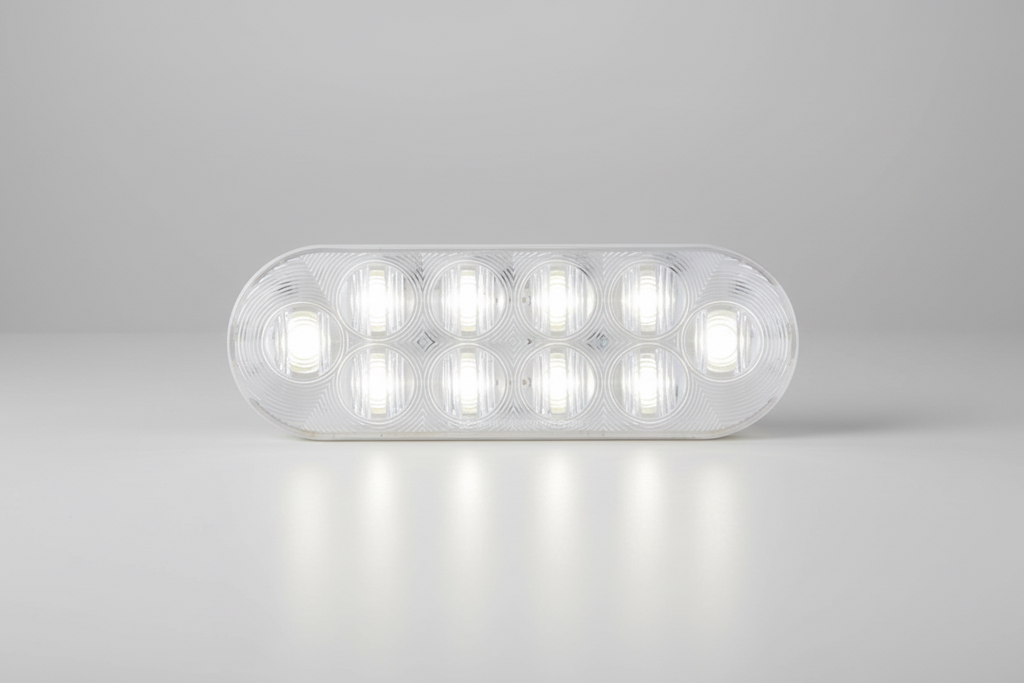 LED Backup Light for Truck or Trailer - Submersible - 10 Diodes - Oval - Clear Lens