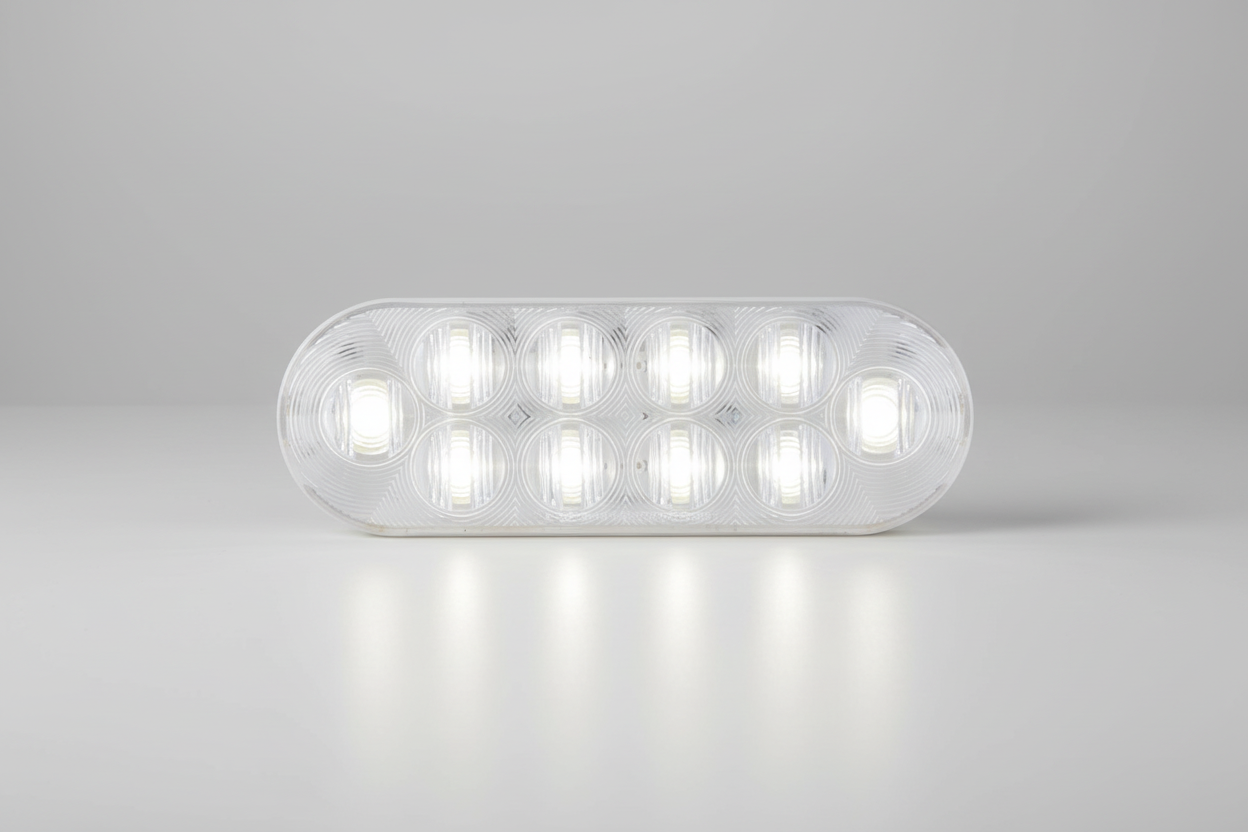 LED Backup Light for Truck or Trailer - Submersible - 10 Diodes - Oval - Clear Lens