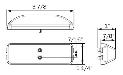 GloLight Thinline LED Trailer Clearance or Side Marker Light - Submersible - Rectangle - Amber Lens