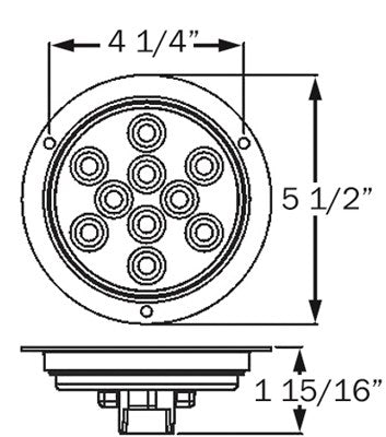 Optronics LED Trailer Tail Light - Stop, Turn, Tail - Submersible - 10 Diodes - Round - Red Lens